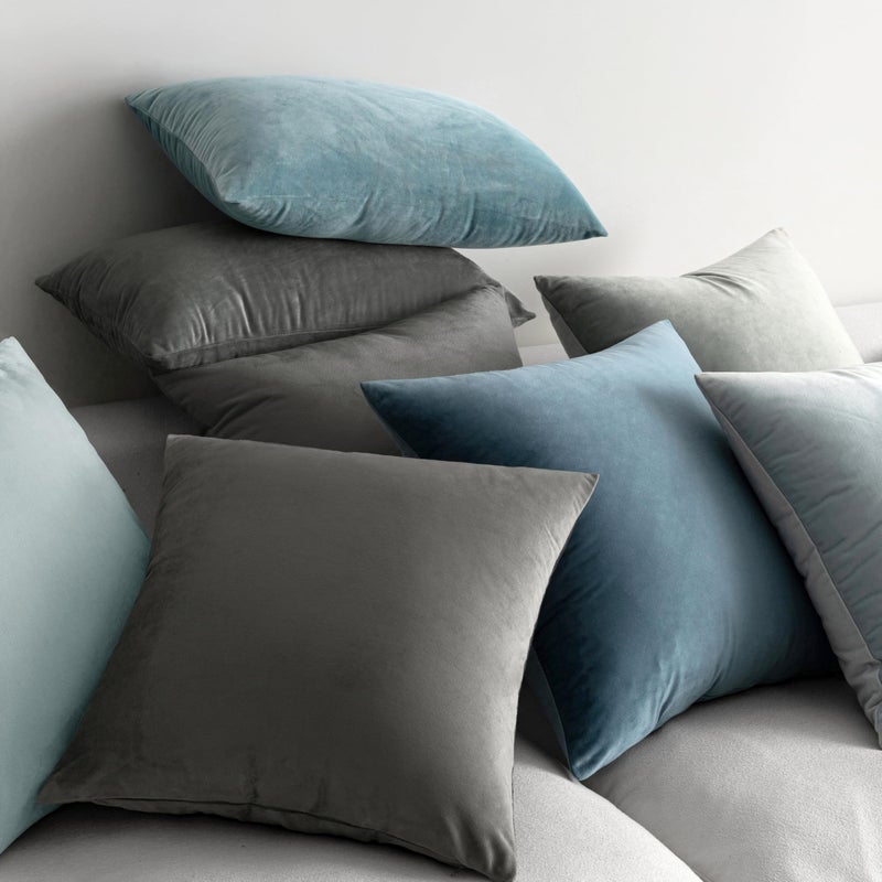 MIULEE 26x26 Inch Euro Sham Velvet Pillow Covers, Set of 2 Large Square Decorative Pillows -Dark Grey Super Soft for King Bed, Sofa, Couch, Accent Chairs with Hidden Zipper - Image 4